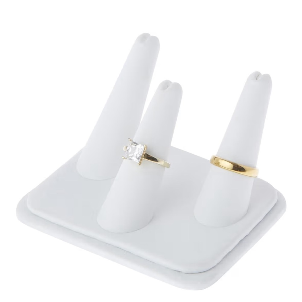 White Faux Leather Ring Display